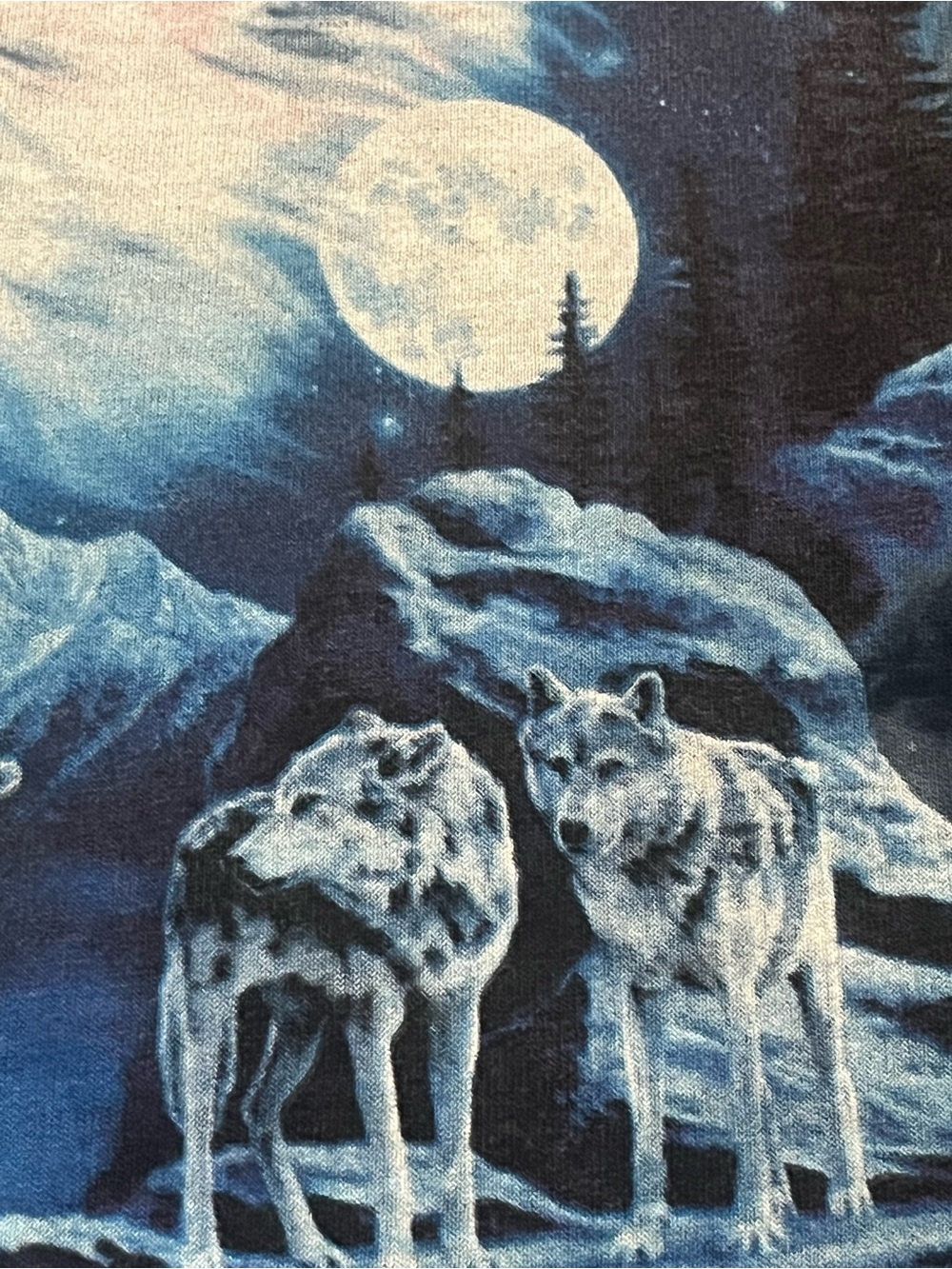 90s full moon wolf The Mountain made in USA 1996 tie-dye graphic T-shirt, mens M - Picture 4 of 10